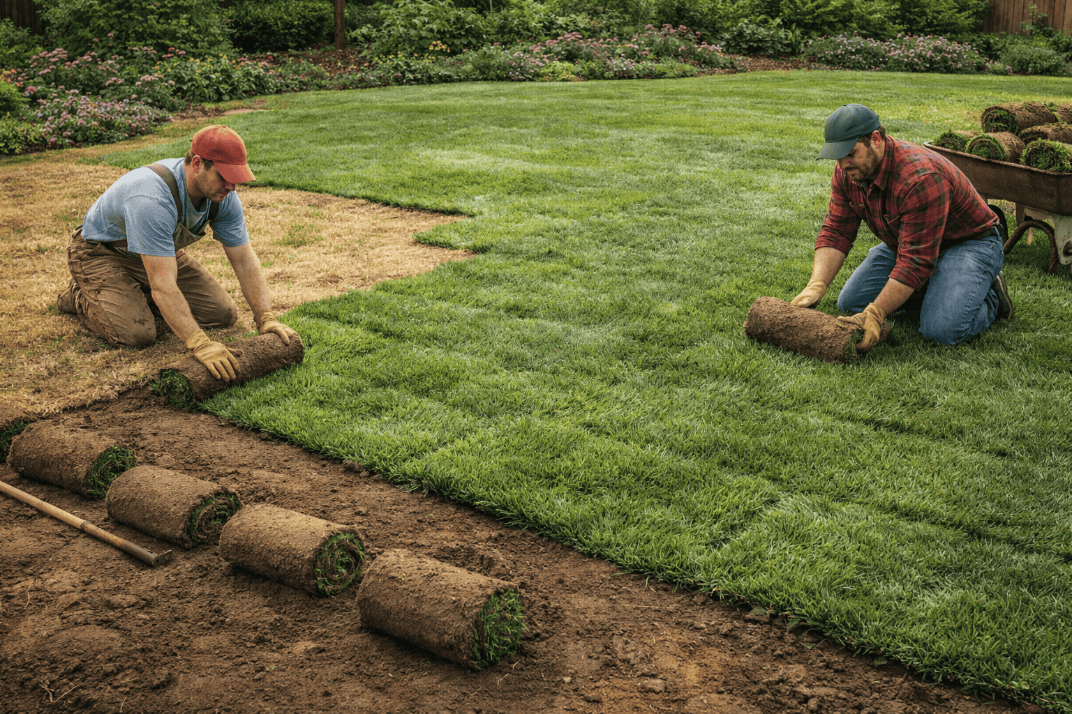 Freshly returfed lawn